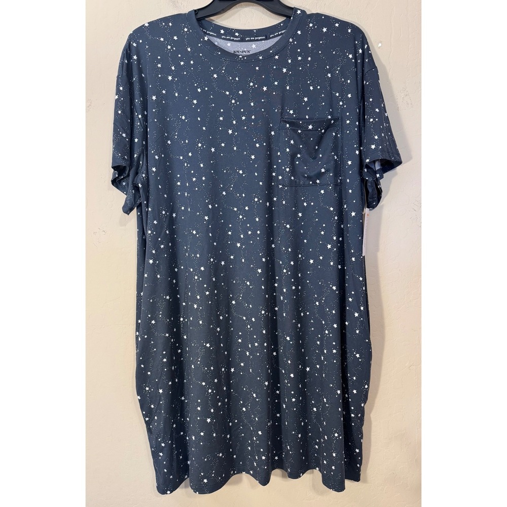 Joyspun Sleepshirt Women 2X-3X Stars Dreamy Soft Pocket Nightgown NEW